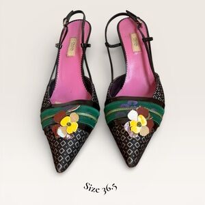 Prada 2003 Floral Embellished Slingback Pumps
